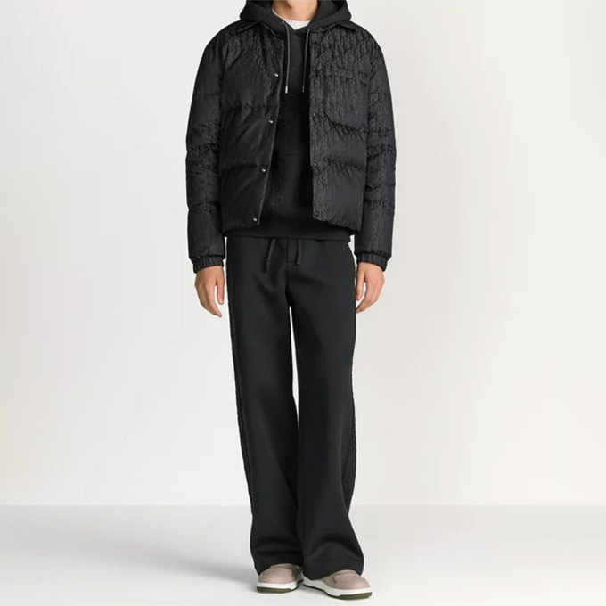 dior all over logo print cotton blend quilted shirt collar jacket